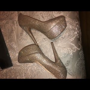 Gold sparkly heels